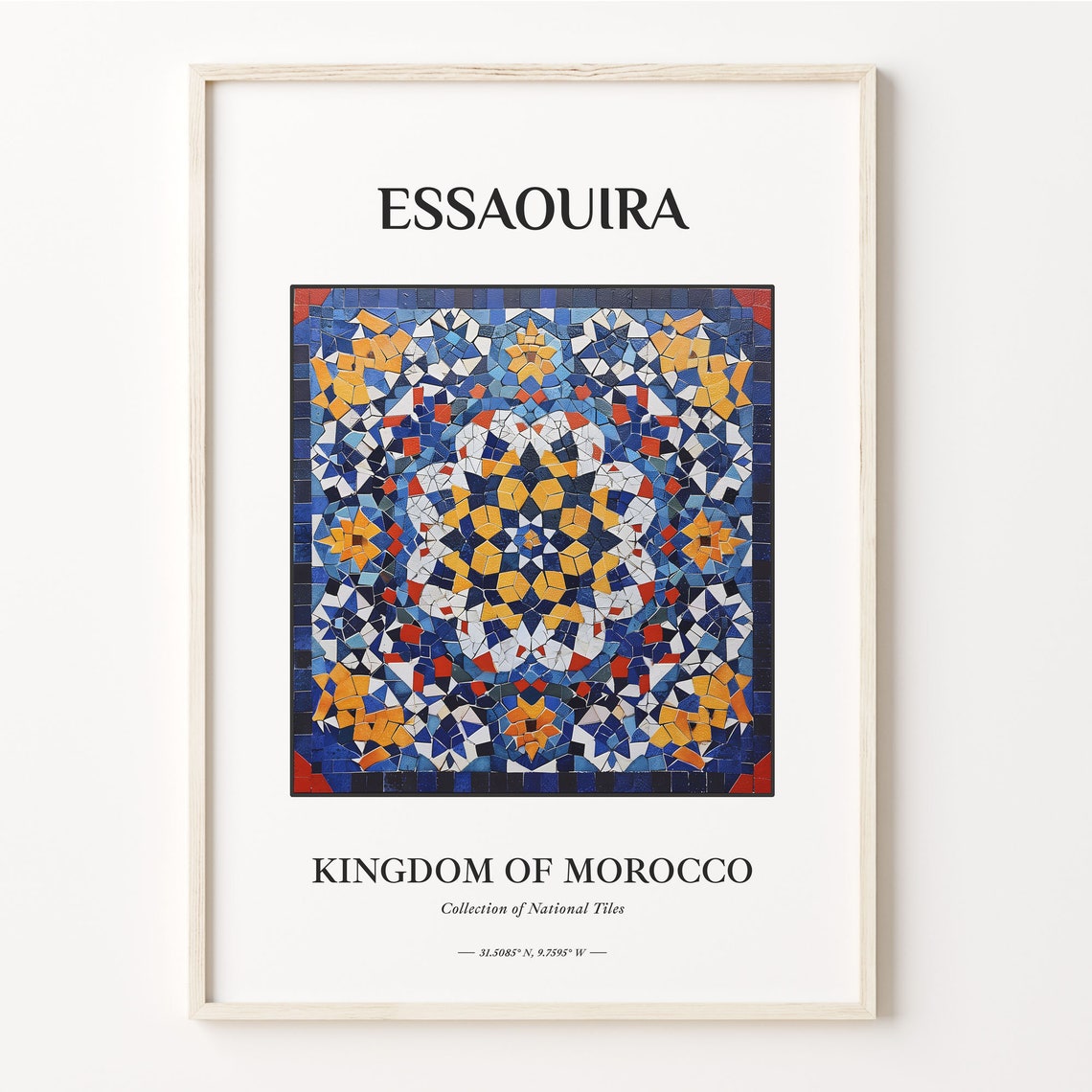 Essaouira Morocco Mosaic Zellige Tile Star Pattern Art Poster