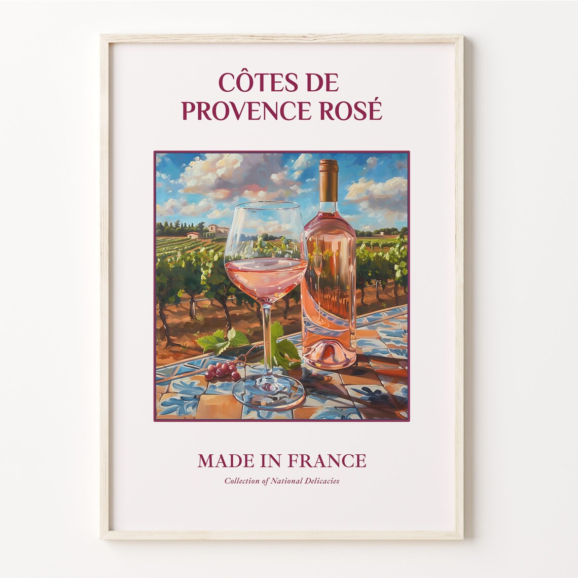 Cotes de Provence Rose French Vineyard Wine Maiolica Art Poster