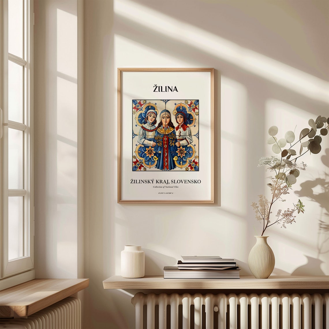 Zilina Slovakia Folk Costume Trio Ceramic Tile Art Wall Decor Poster - Image 3