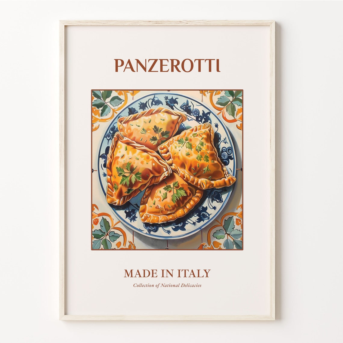 Panzerotti Italian Fried Pastries Parsley Ceramic Tile Art Poster