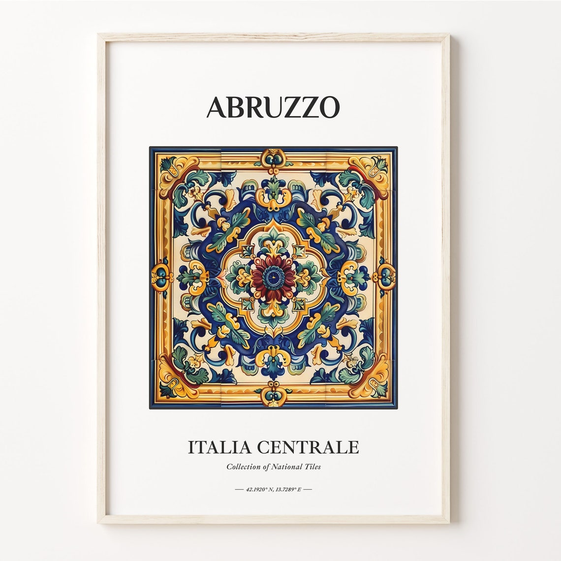 Abruzzo Italy Ornate Maiolica Tile Pattern Wall Decor Poster