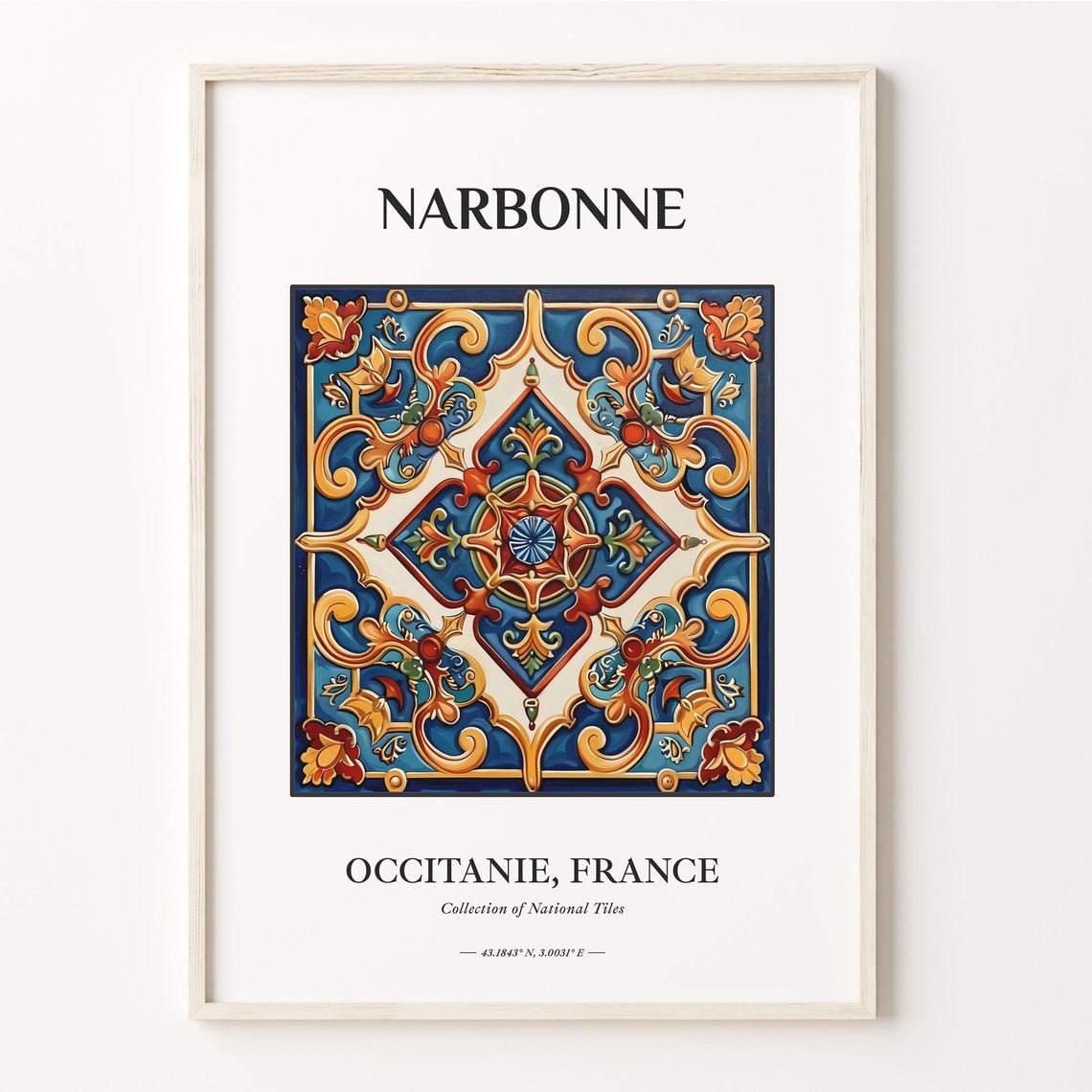 Narbonne Occitanie France Diamond Arabesque Scroll Tile Poster