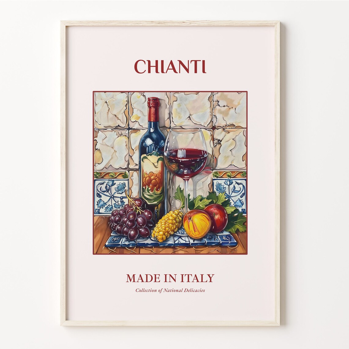 Chianti Italian Tuscan Red Wine National Delicacy Drink Poster