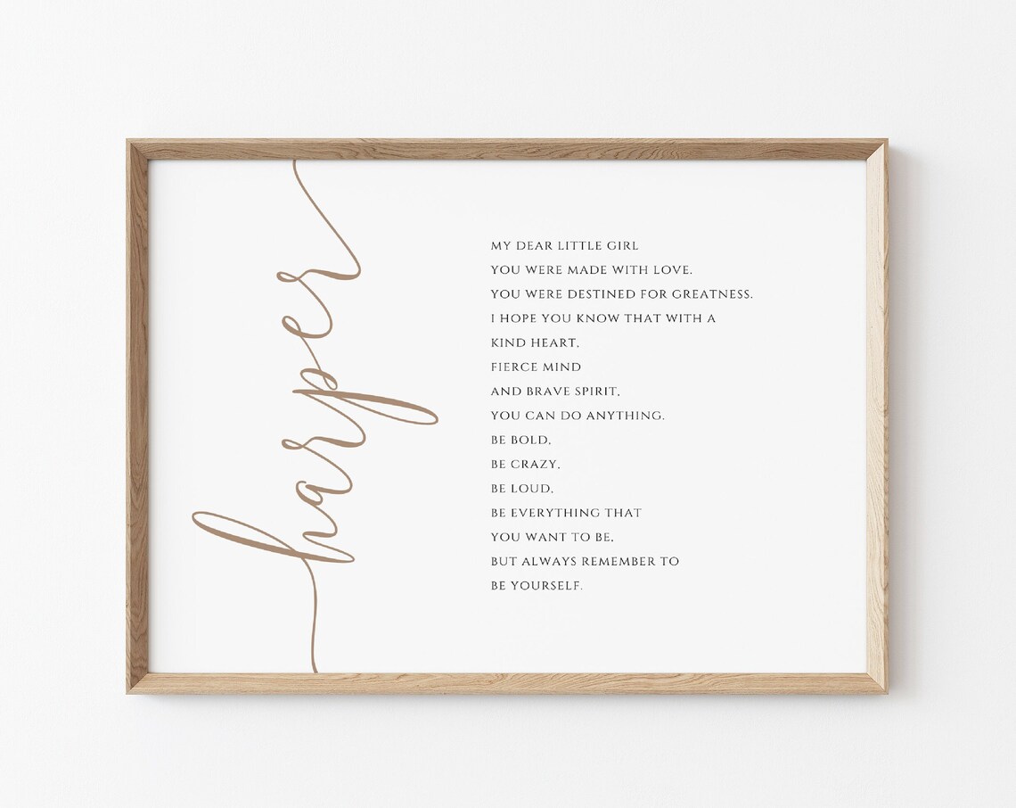 Girl Nursery Name Sign, Minimalist Nursery Art Print