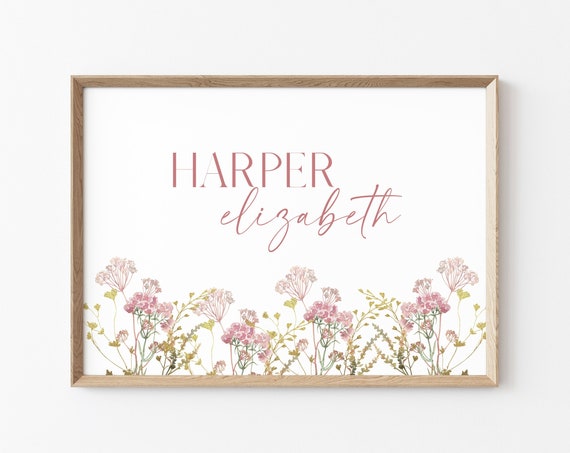 Custom Nursery Name Sign, Modern Nursery Art Print