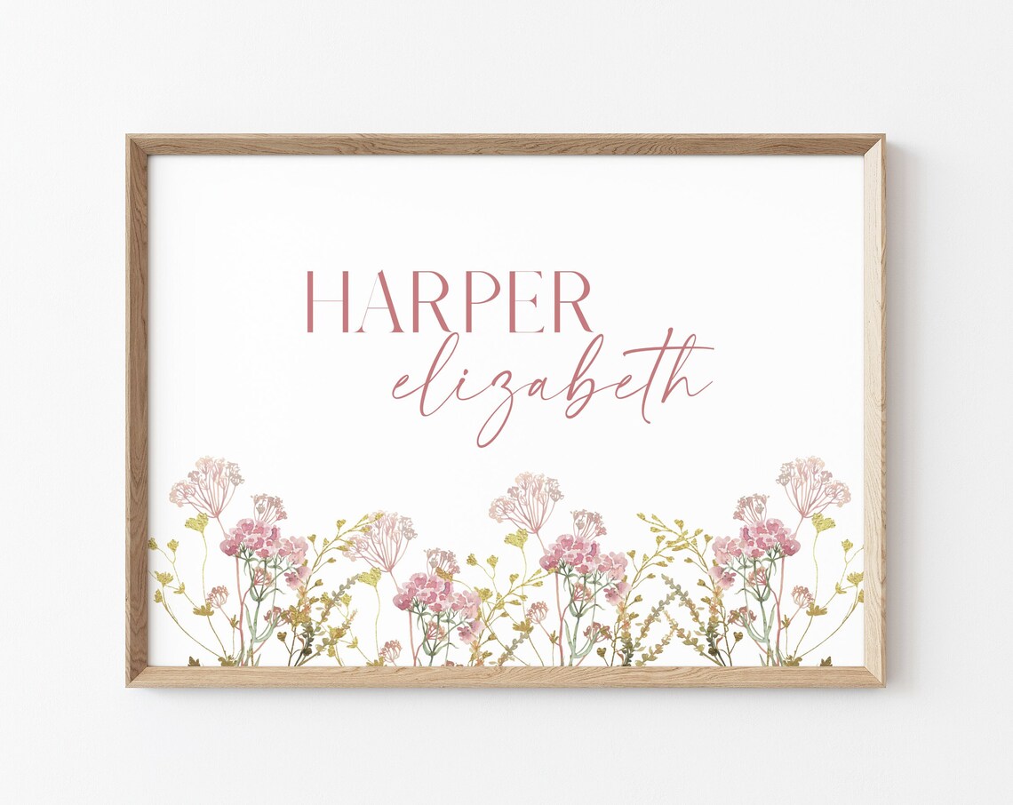 Custom Nursery Name Sign, Modern Nursery Art Print