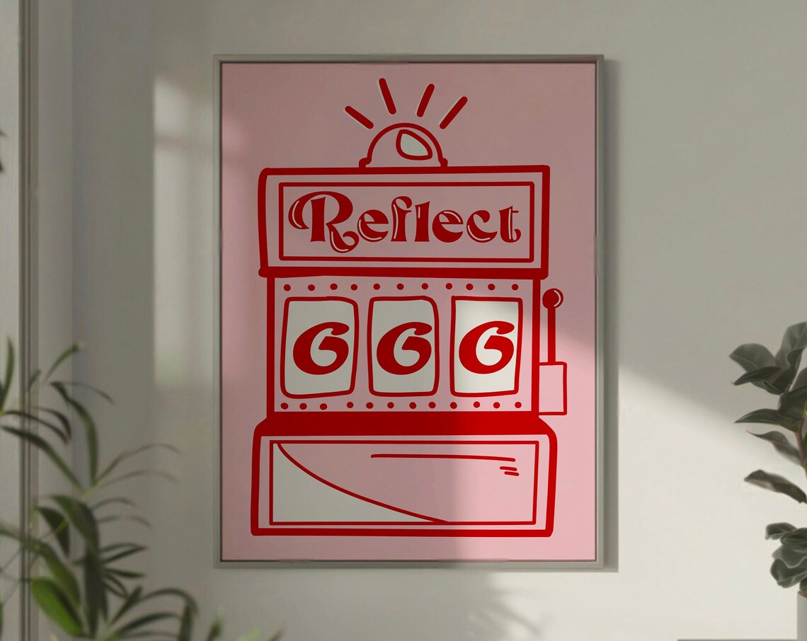 Reflect Slot Machine Retro Pink Red Jackpot Gallery Art Poster
