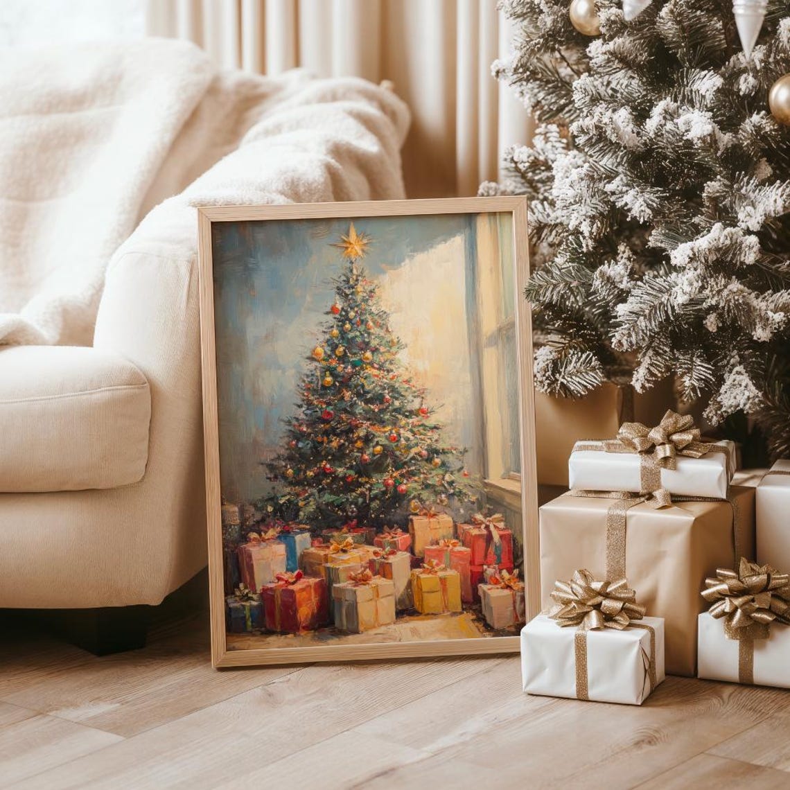 Christmas Tree By Sunlit Window With Gifts Impressionist Poster - Image 4