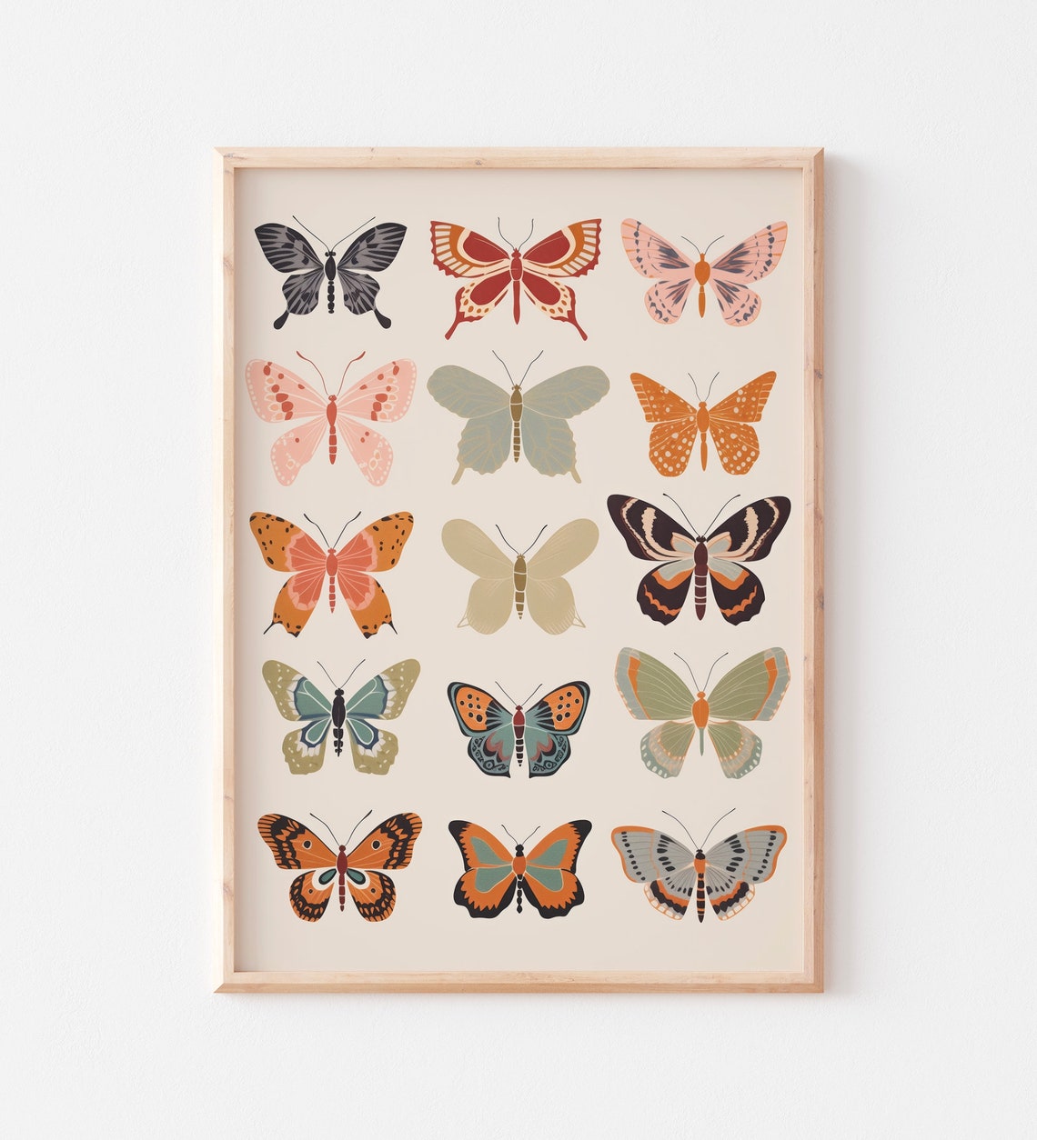 Butterfly Specimen Chart Colorful Insect Collection Grid Poster - Image 3
