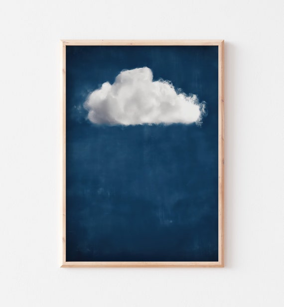 Indigo Cloud Wall Art Blue Abstract Art Print Minimalist Sky Art Maximalist Night Sky Deco Modern Indigo Dreamy Cloud Print