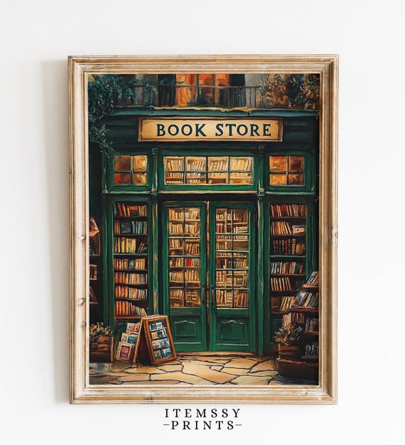 Vintage Bookstore, Dark Academia Library Decor