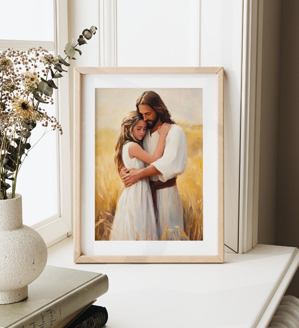 Jesus Warmly Embracing Young Girl In Golden Wheat Field Poster - Image 4