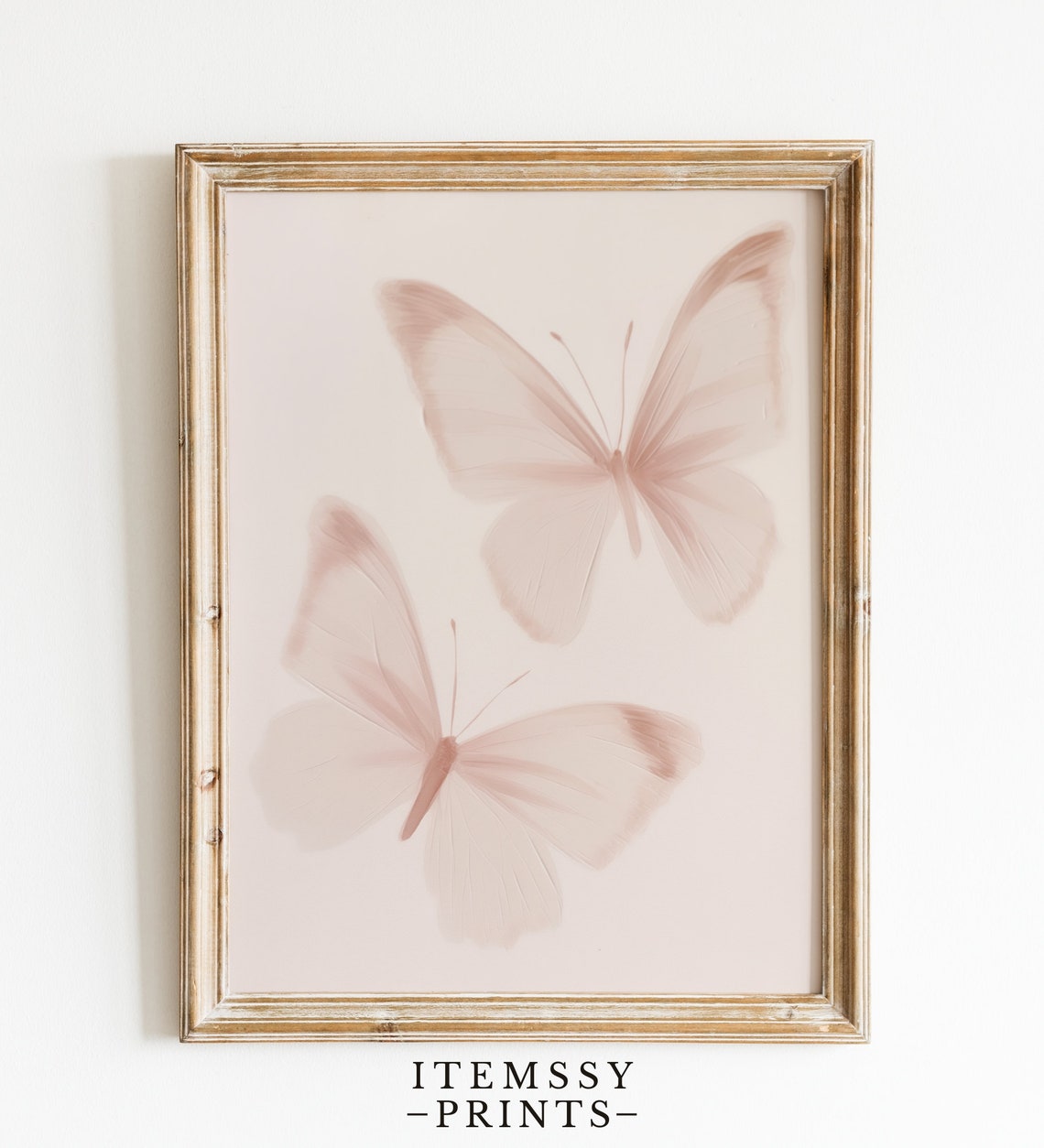 Two Translucent Blush Pink Butterflies Minimalist Art Poster