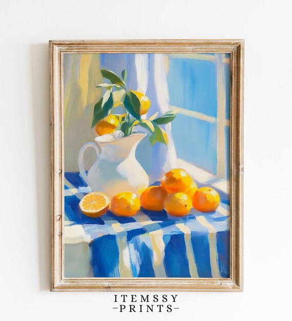 Sunlit Lemons in White Pitcher by the Window Cheerful Kitchen Still Life Poster