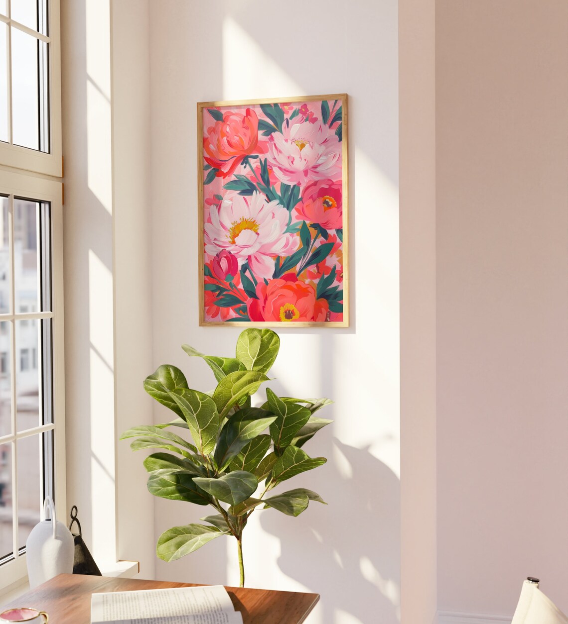 Lush Pink Peony Blossoms Floral Close Up Vibrant Botanical Poster - Image 3