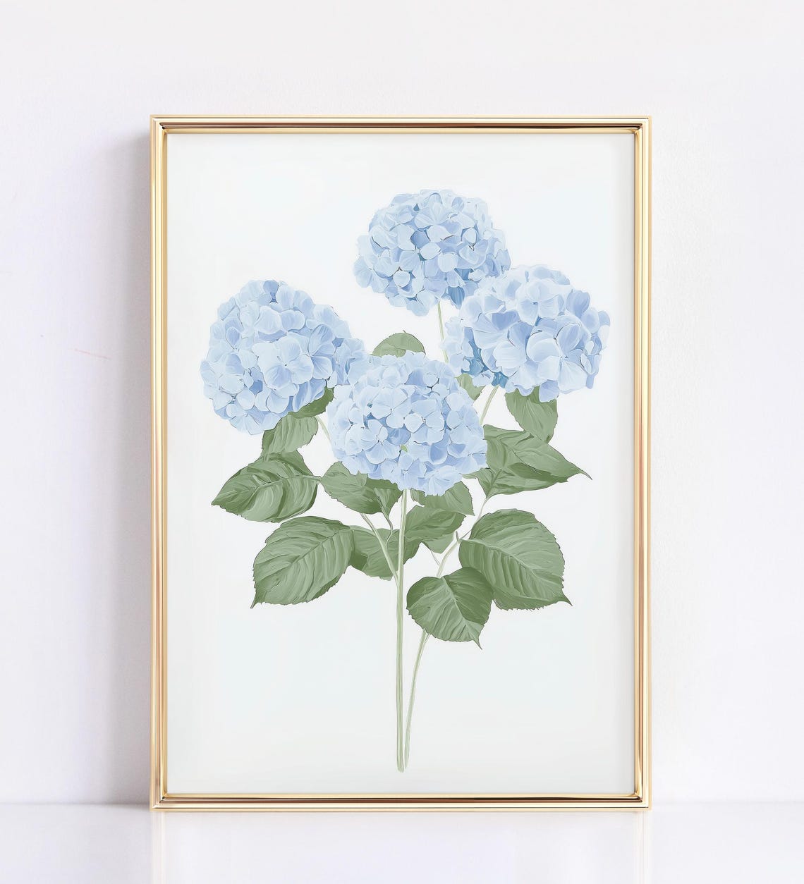 Blue Hydrangea Watercolor Botanical Floral Painting Wall Poster