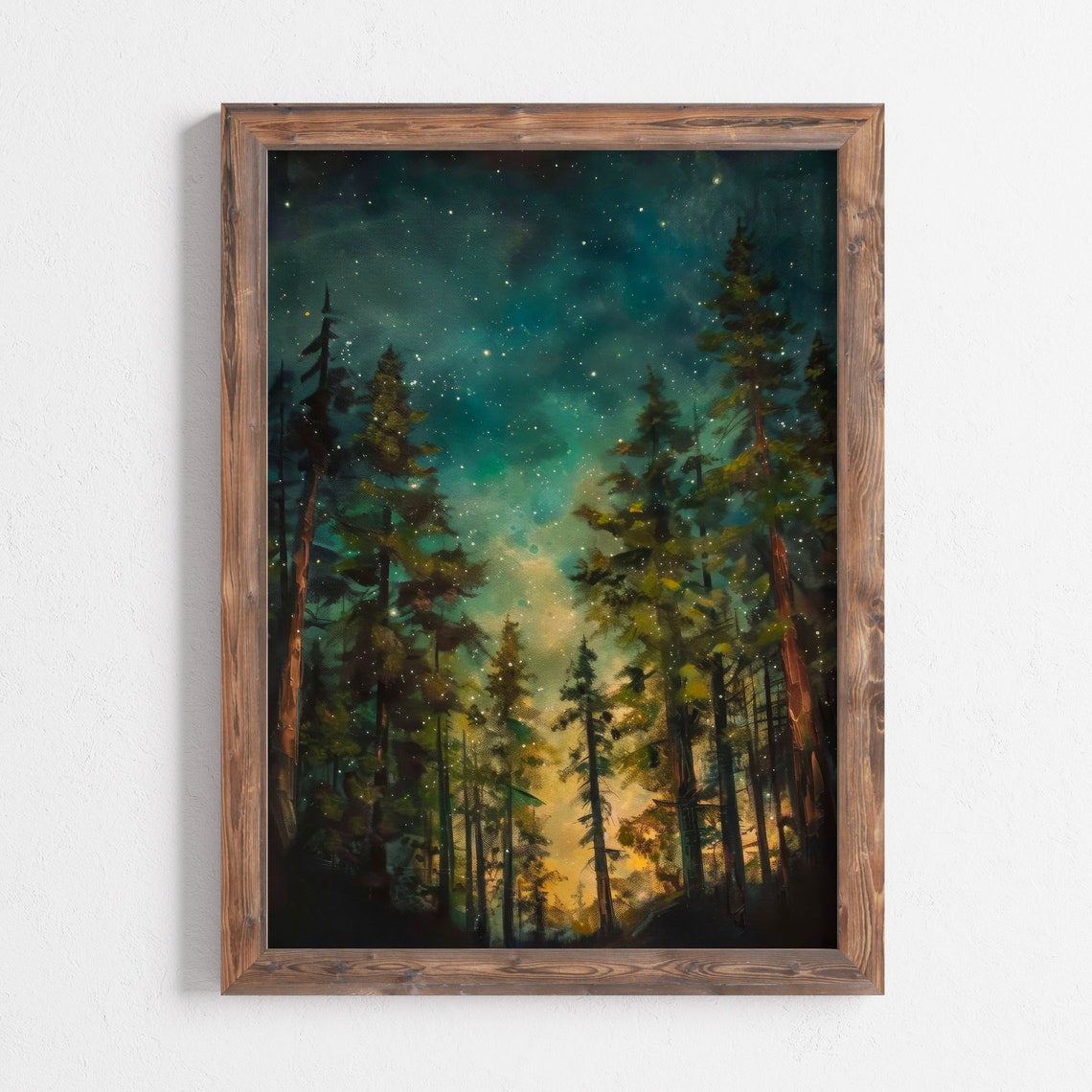Starry Night Pine Forest Dark Gothic Night Sky Celestial Woods Poster - Image 2
