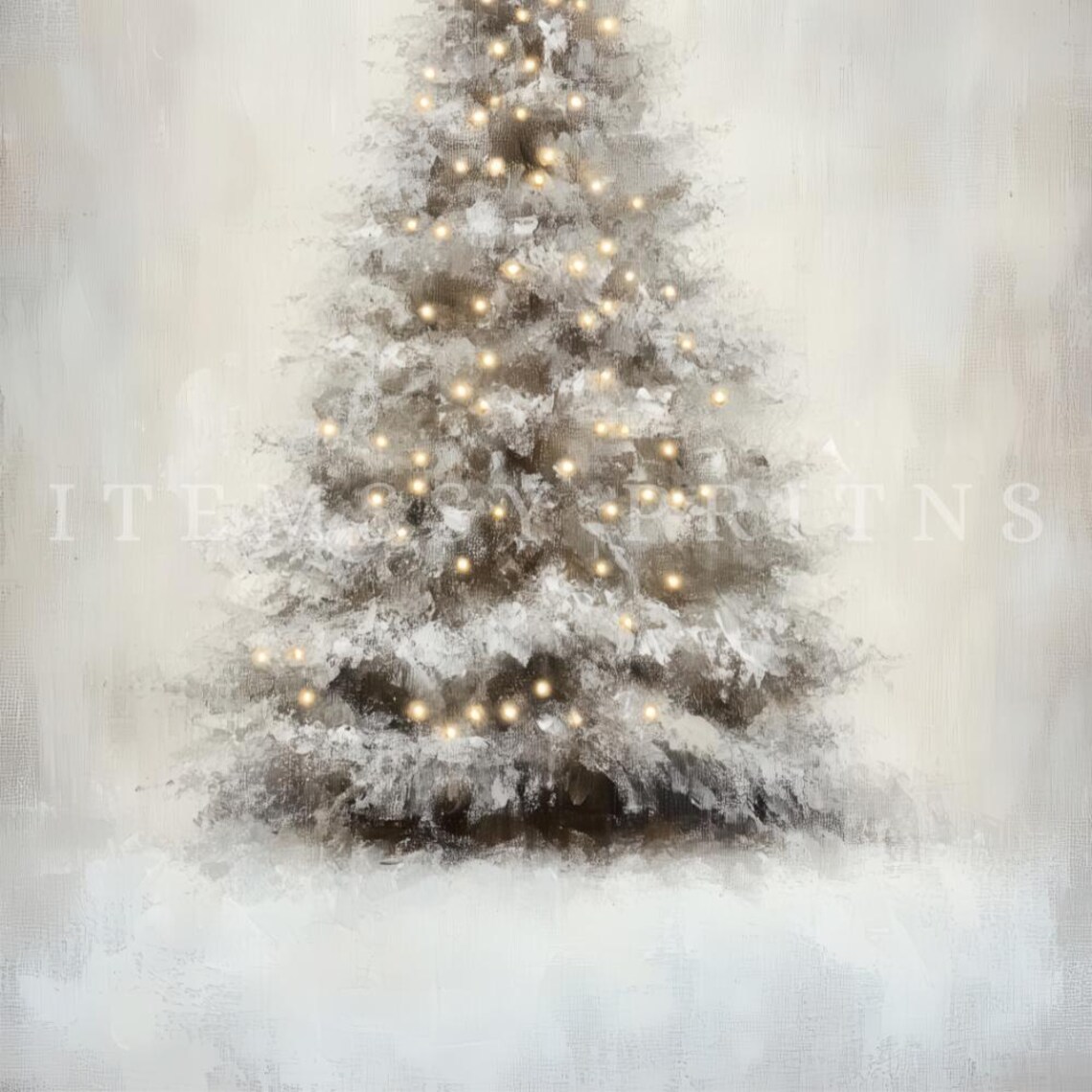 Flocked White Christmas Tree With Warm Glowing Lights Poster - Image 3