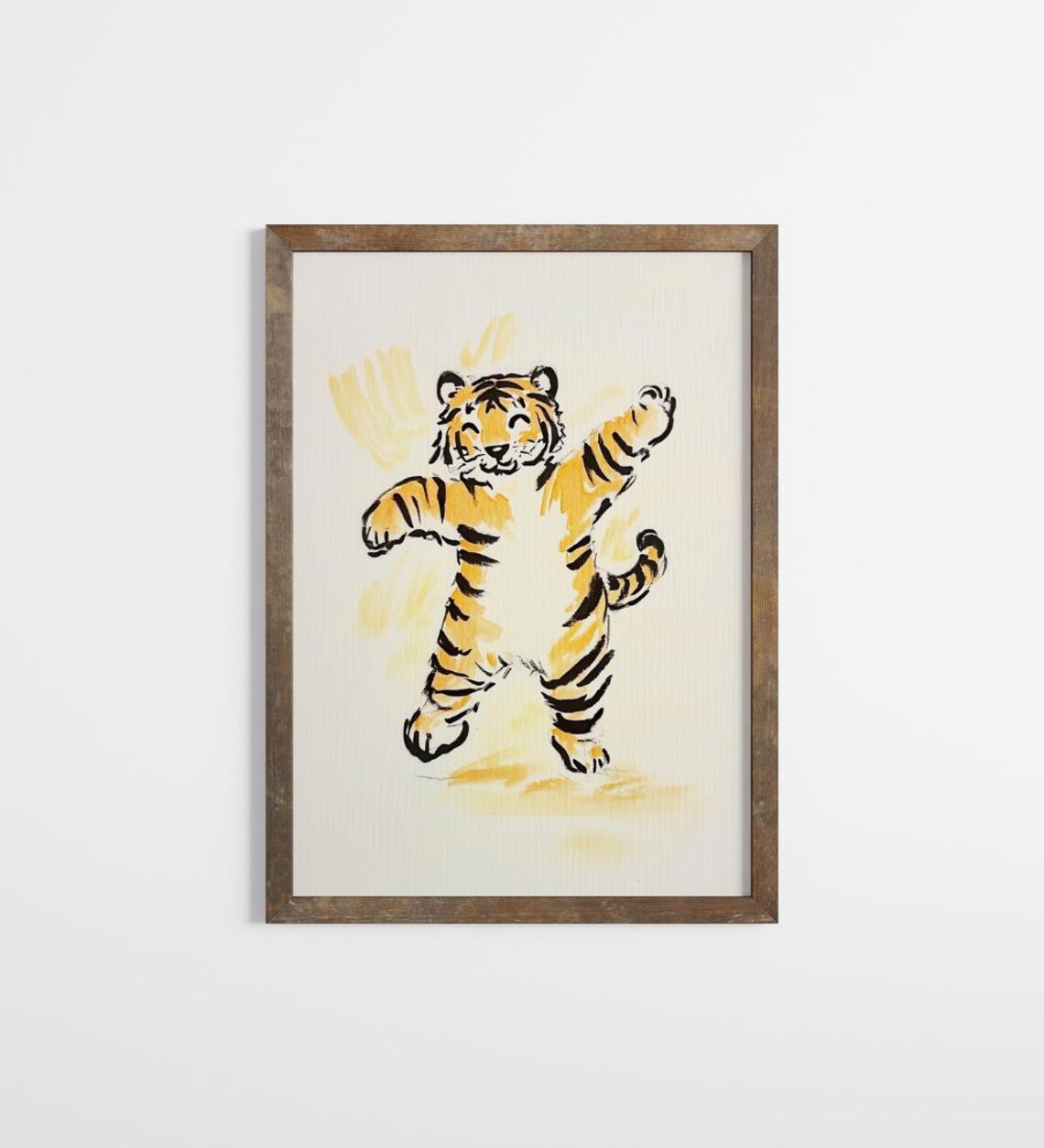 Playful Dancing Tiger Cub Watercolor Art Print Cute Nursery Animal Decor - Image 4