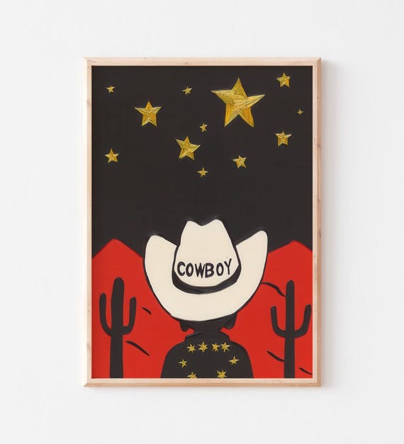 Retro Wild West Cowboy Poster Vintage Western Art Print Rustic Cowboy Wall Art Decor Old West Western Home Print