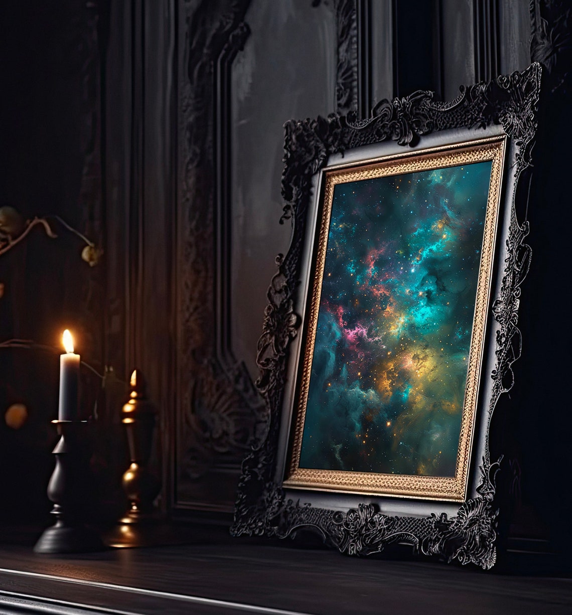 Teal and Magenta Nebula Swirls Colorful Deep Space Galaxy Poster - Image 2
