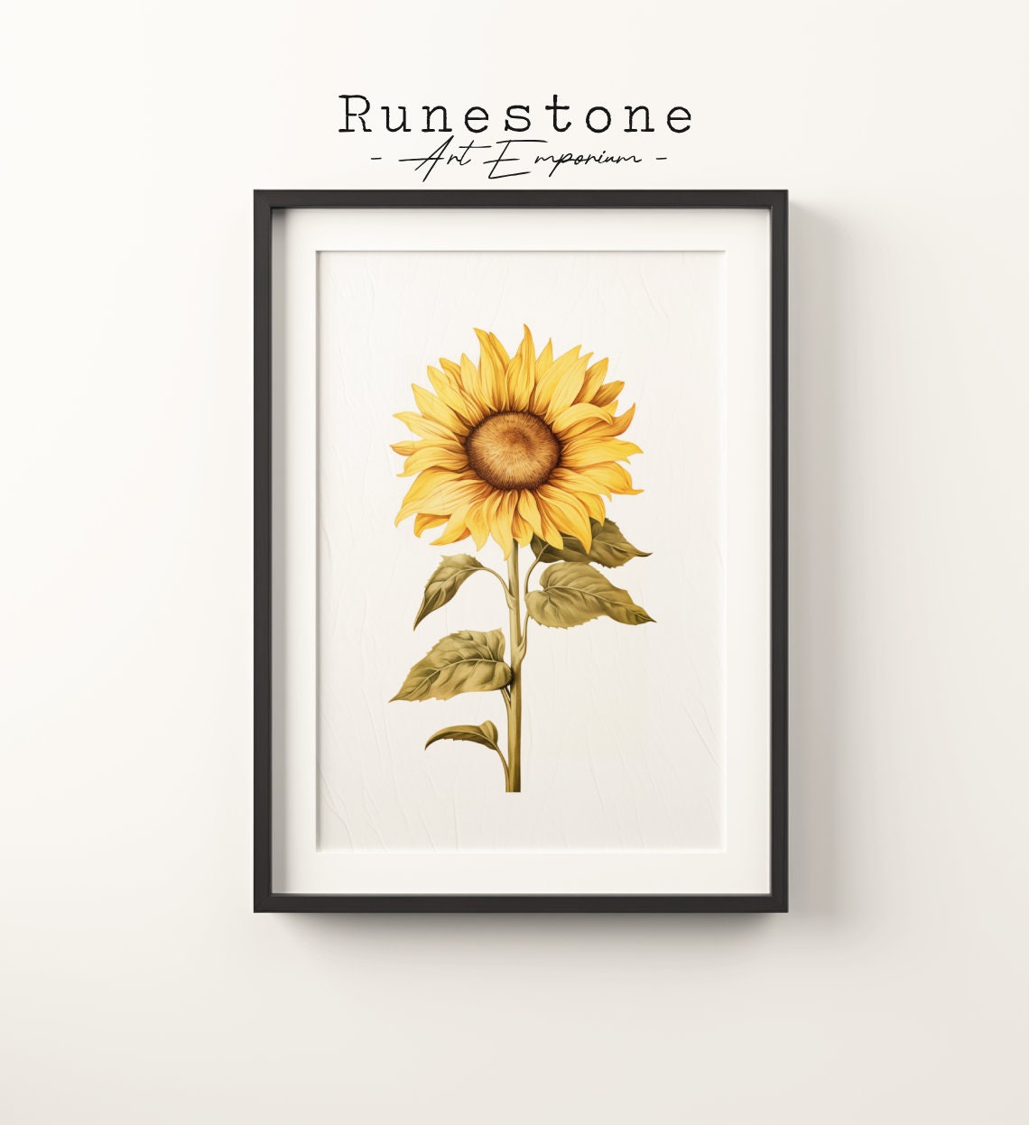 Vintage Botanical Sunflower Golden Bloom Illustration Wall Art