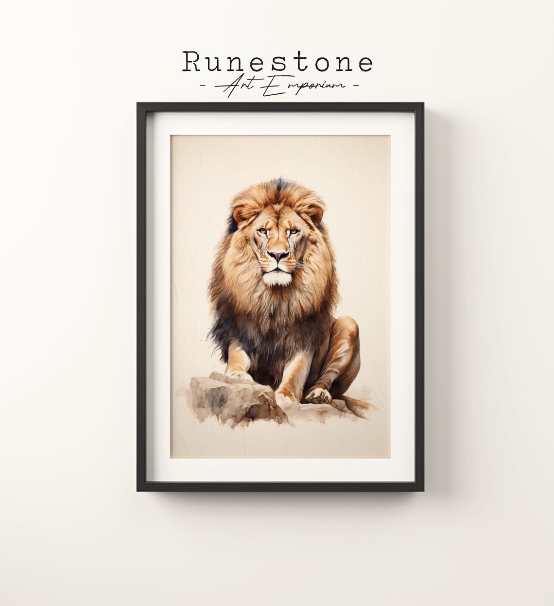 Vintage Lion Sketch Safari Wildlife Boho Wall Art Minimalist Bohemian Hand Drawn Animal Print