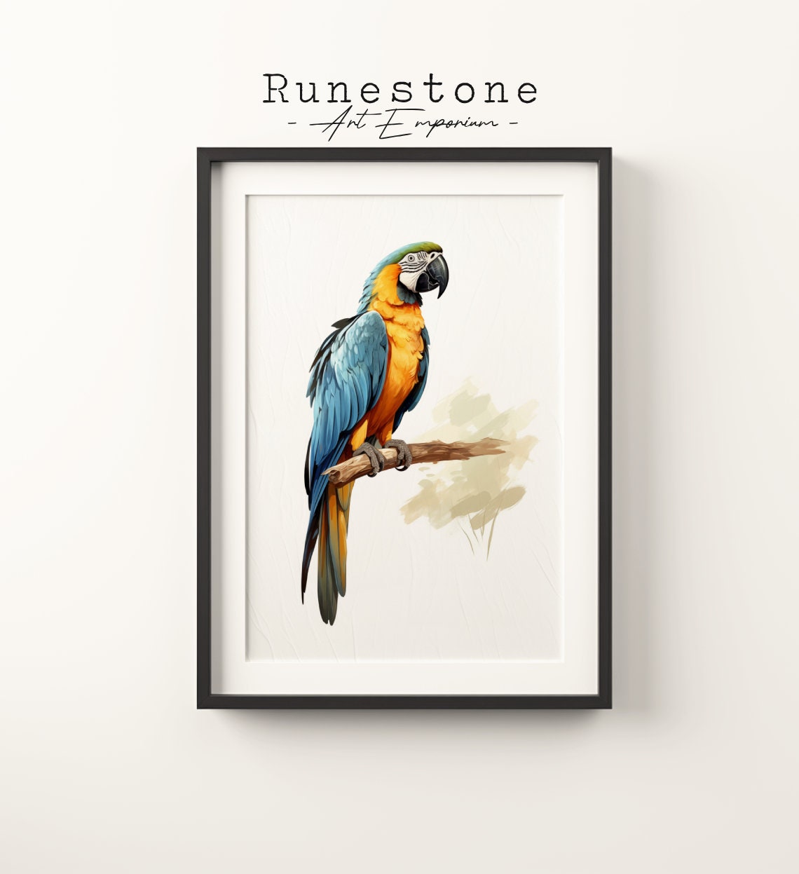 Vintage Macaw Sketch Tropical Boho Wall Art Minimalist Bohemian Hand Drawn Parrot Exotic Bird Print
