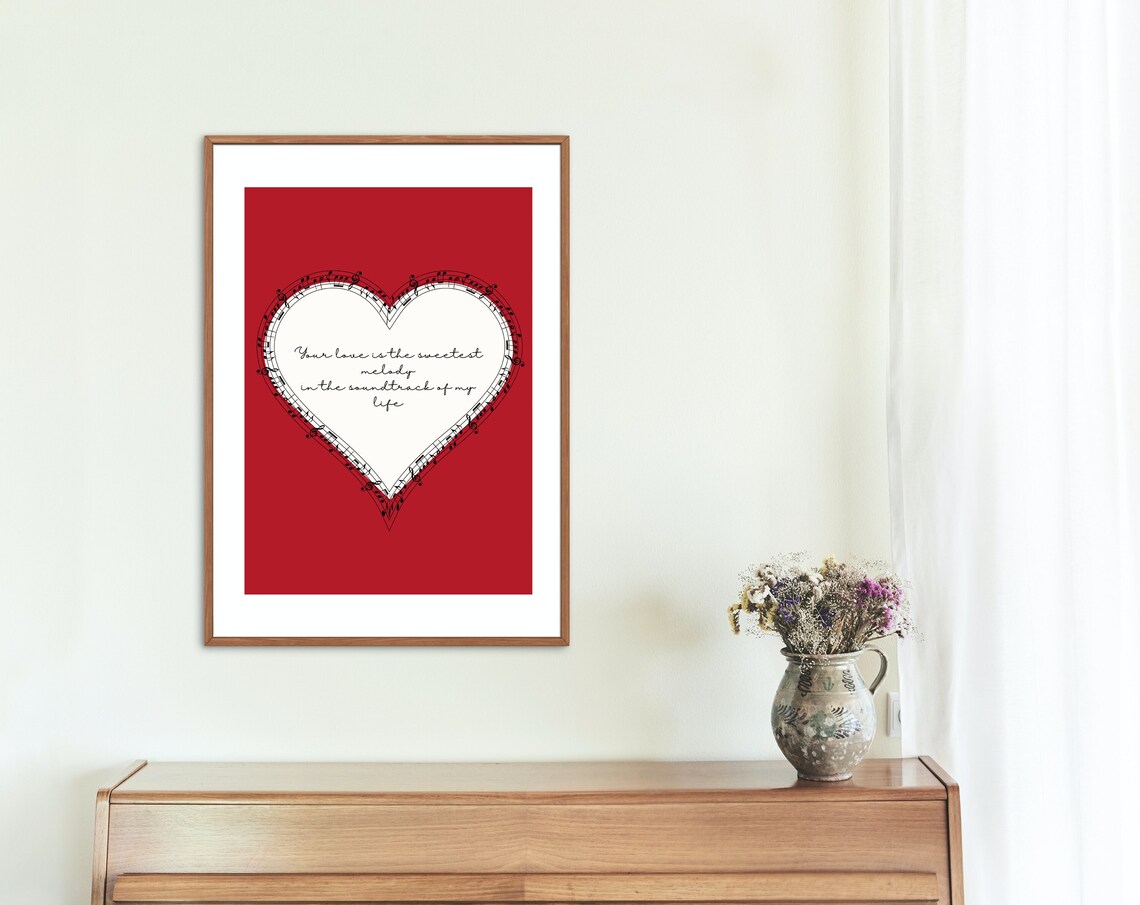 Red Heart Print With Love Message Art Print - Image 4