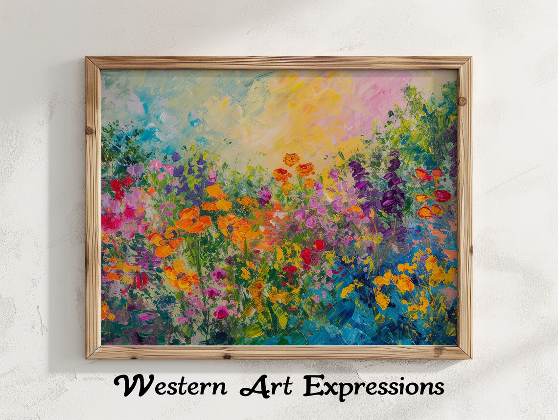 Rainbow Wildflower Prairie Impressionist Meadow Painting Poster