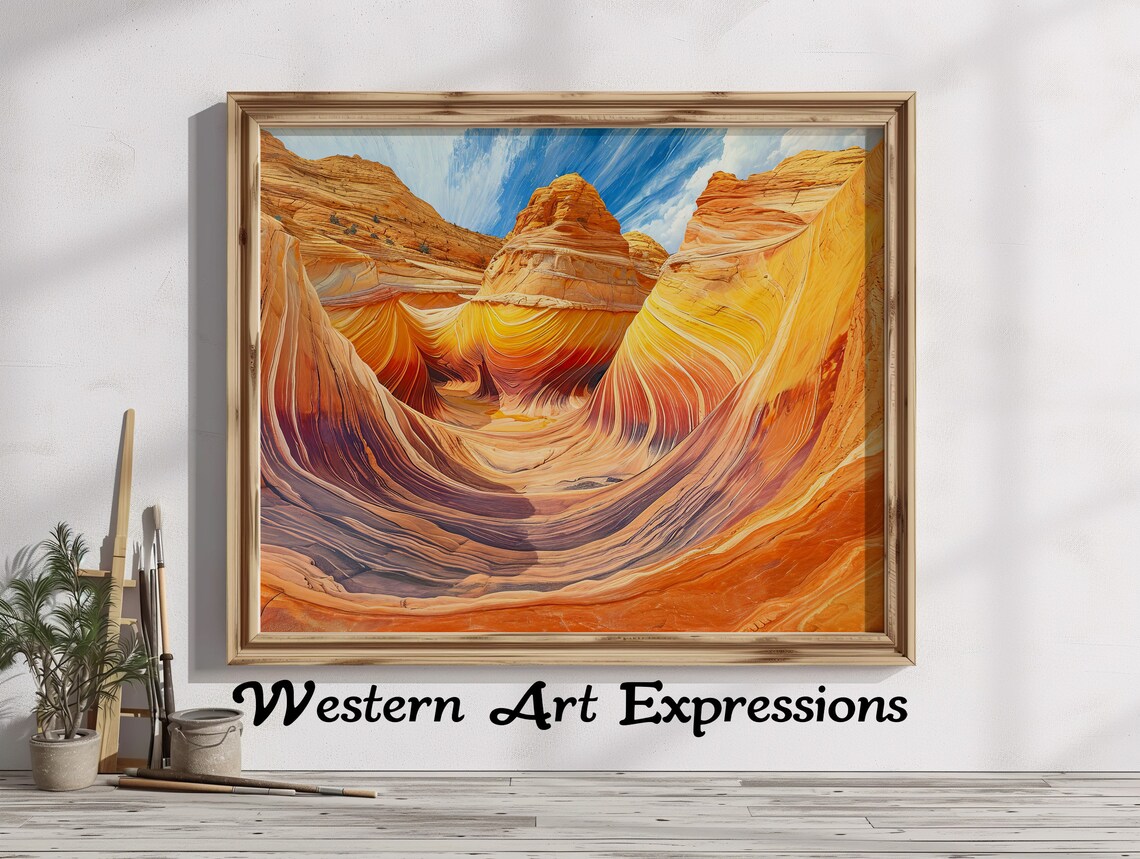 The Wave Coyote Buttes Swirling Sandstone Oil Painting Poster