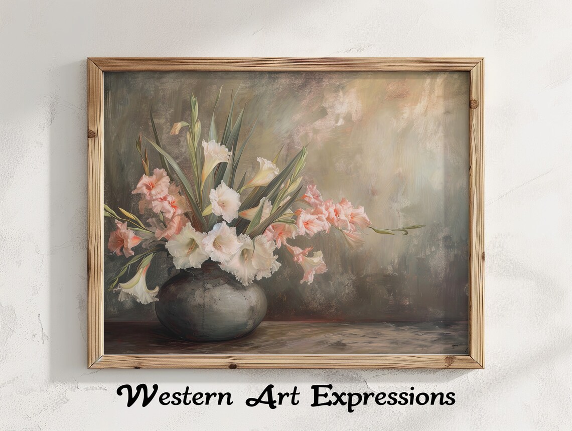 Gladiolus in a Vase Vintage Still Life Floral Painting Art Poster