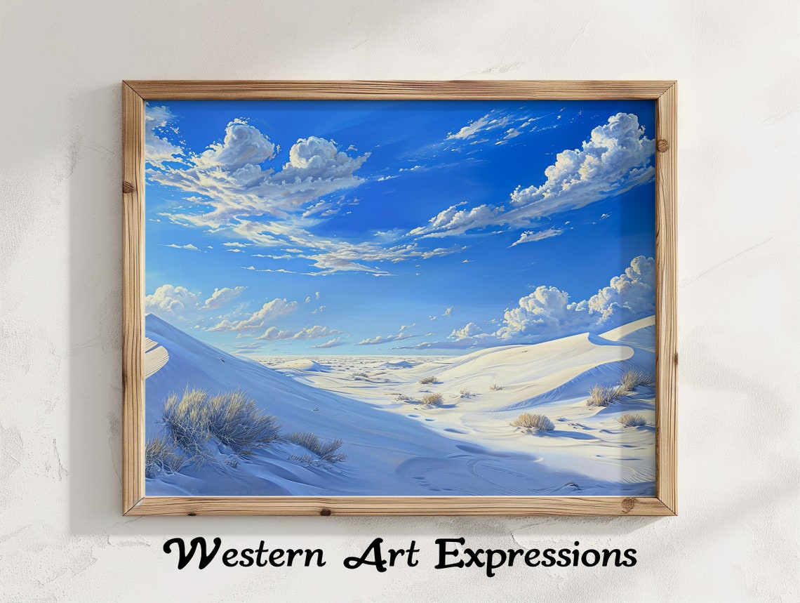 White Sands Dune Valley Panoramic Oil Painting Desert Poster