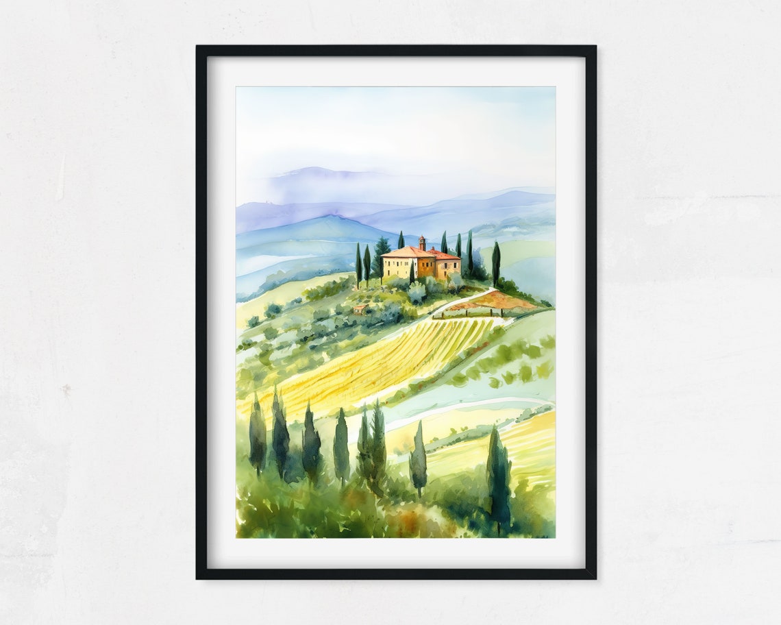 Italy Wall Art Print Tuscany Painting Wall Decor Italian Painting Tuscany Wall Art Italy Poster Watercolor Italy Travel Gift For Her - Image 2