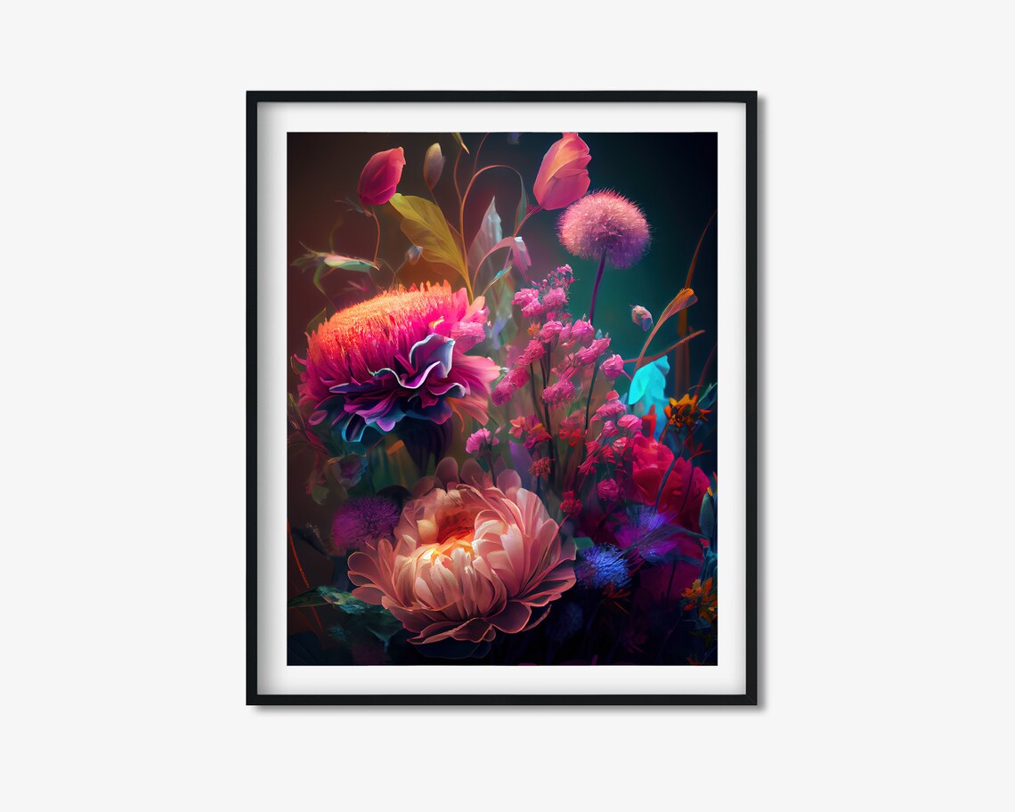 Peony Print, Moody Dark Floral Art Print - Image 2
