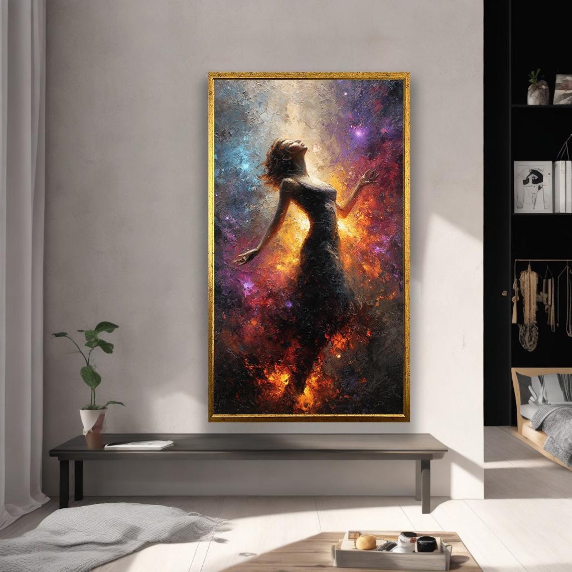 Galactic Woman Art Cosmic Abstract Painting Of A In Outer Space