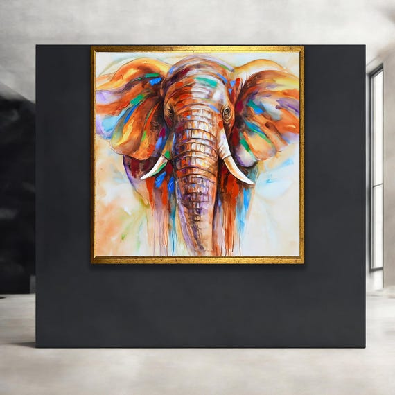 Colorful Elephant Art Print Abstract Wildlife Painting Vibrant Animal Wall Decor