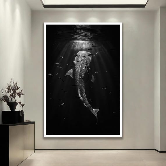 Whale Art Print Black And White Ocean Photography Framed