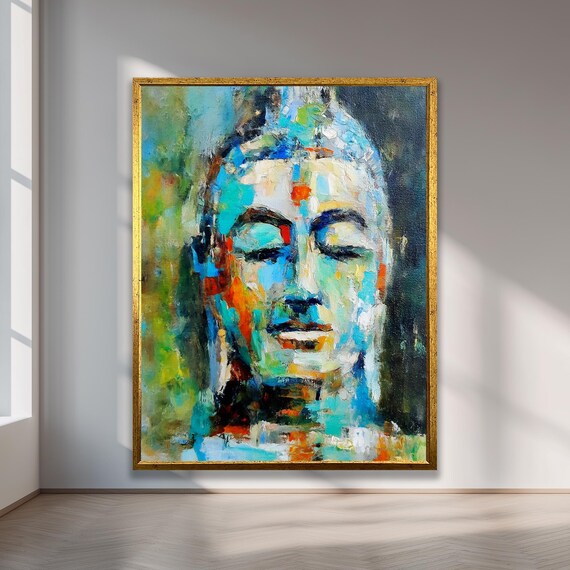 Zen Buddha Canvas Art Spiritual Meditation Painting Framed Wall Decor
