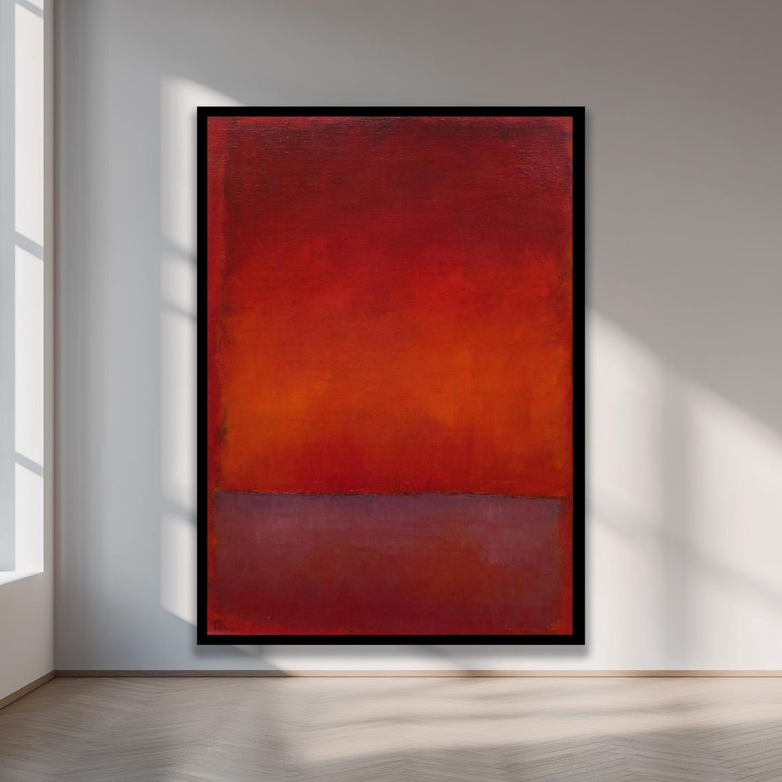 Deep Red Abstract Color Field Oil Painting Textured Modern Art Poster