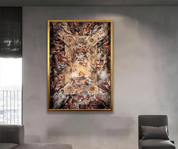Baroque Ceiling Fresco Angels Among Clouds Classic Art Poster