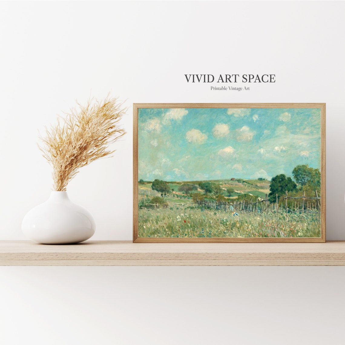 Sunlit Meadow Wildflowers Vintage Impressionist Landscape Poster - Image 2