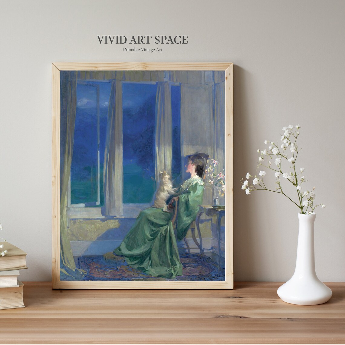Blue Evening, Vintage Woman Portrait Art Print - Image 2