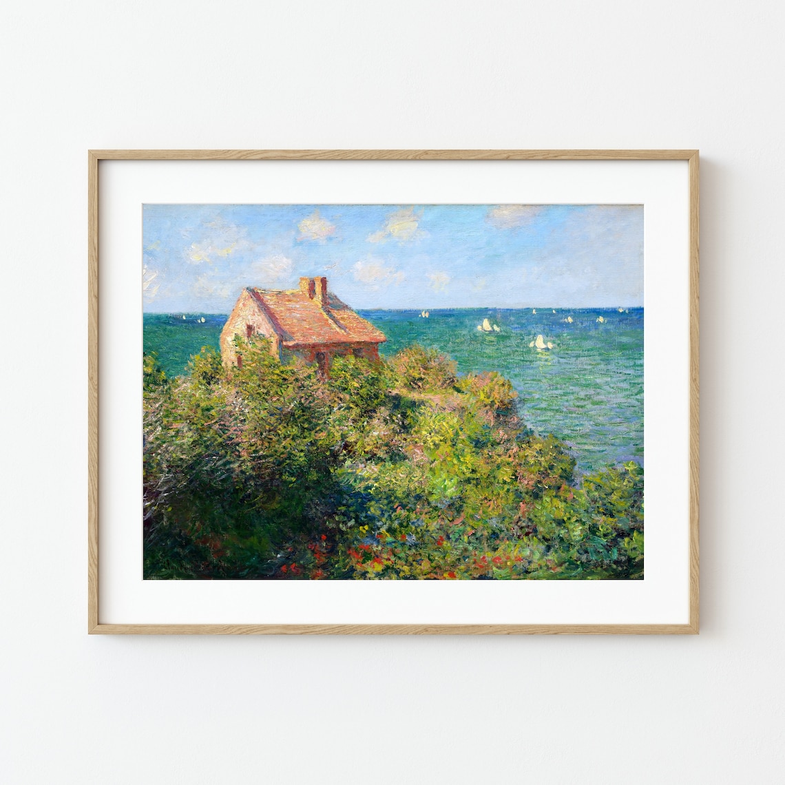 Monet Fisherman's Cottage on the Cliffs, Art Print - Image 3