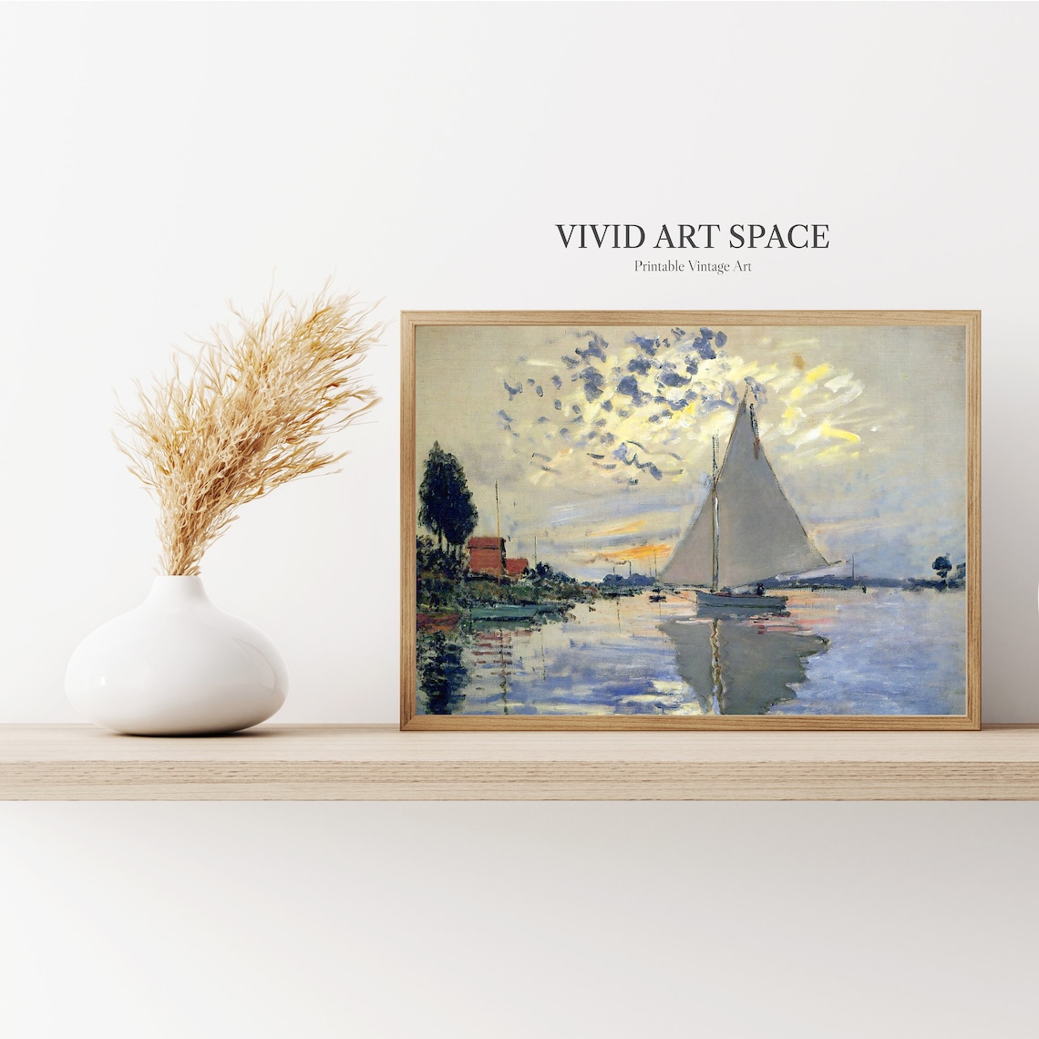 Claude Monet Sailboat at Le Petit Gennevilliers Art Print - Image 2