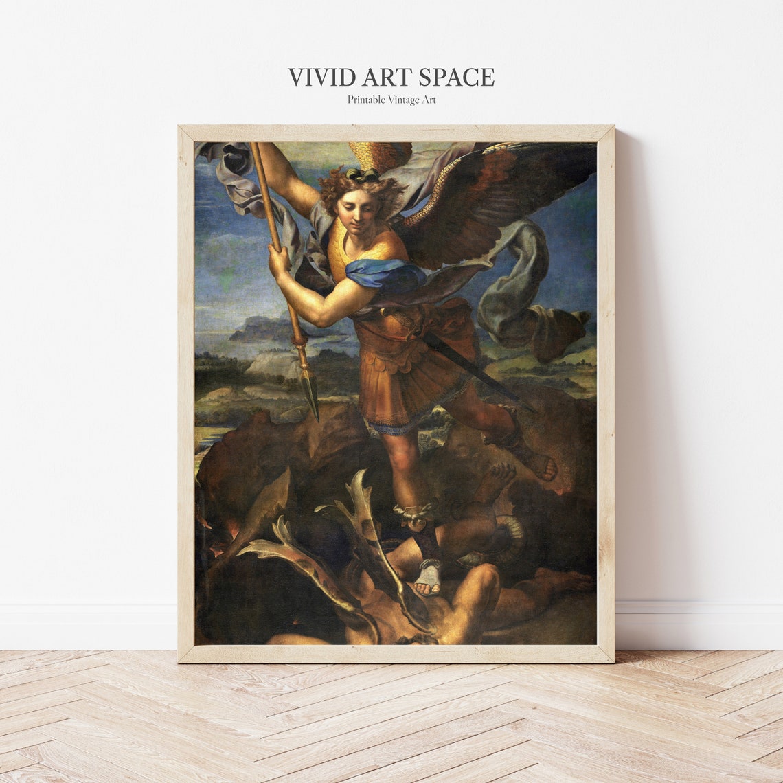 Raphael St Michael Vanquishing Satan Dramatic Renaissance Art Print - Image 2