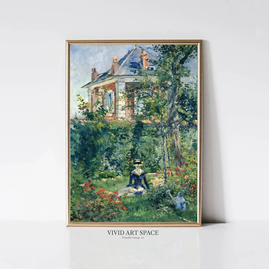 Manet Garden Nook At Bellevue Woman Flowers Vintage Painting Poster - Image 3