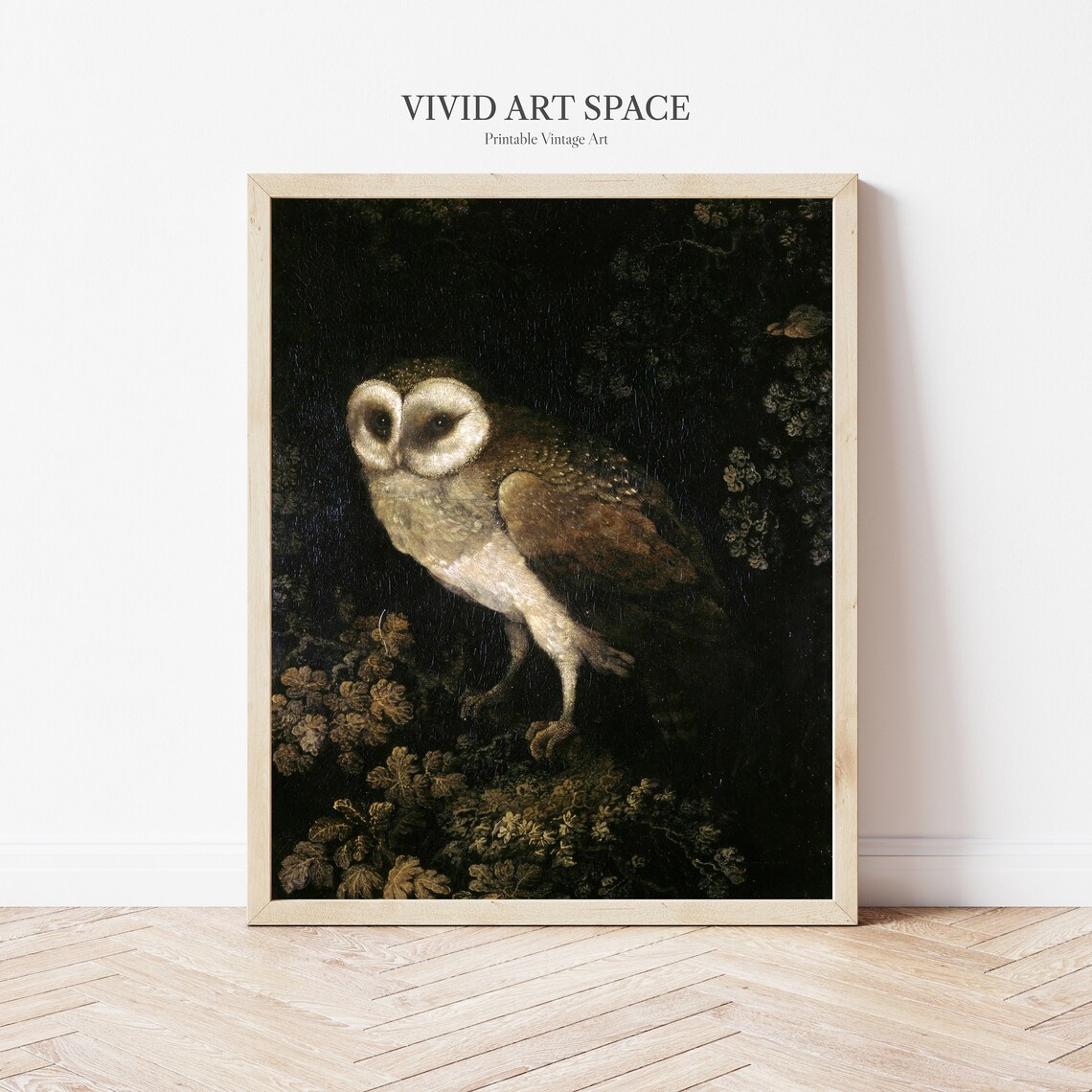 Antique Owl Painting, Vintage Dark Academia Poster - Image 2