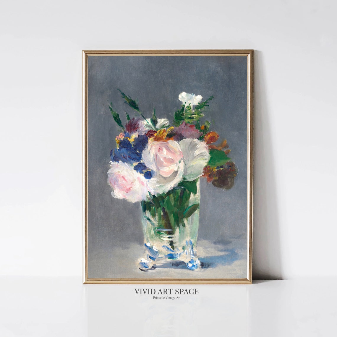 Edouard Manet Mixed Roses Bouquet in Vase Impressionist Art Print