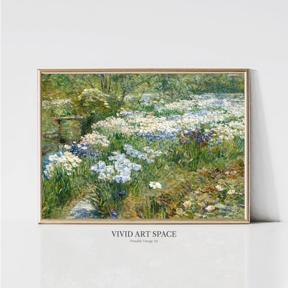 Blooming Flowers Garden Impressionist Landscape Art Print
